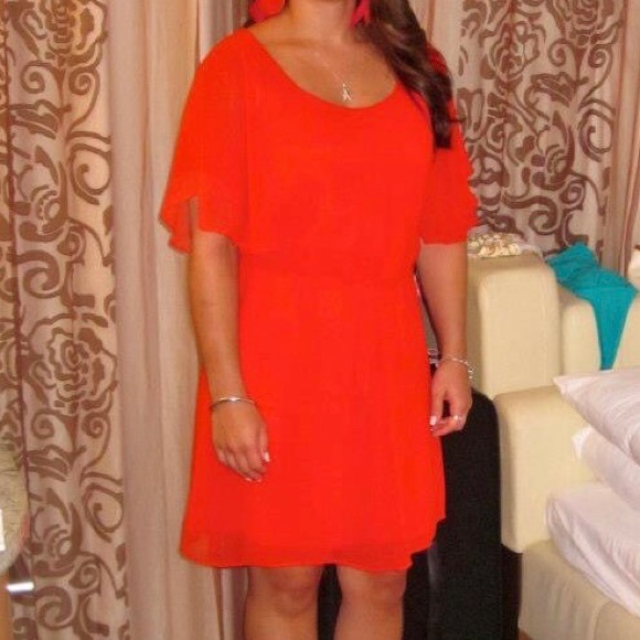 SOLD Love 21 Forever 21 Ruffle Hot Red Dress - Picture 2 of 8